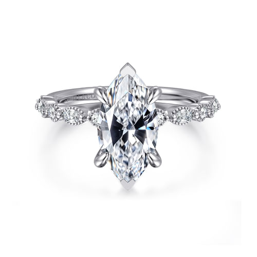 14K White Gold Marquise Shape Diamond Engagement Ring