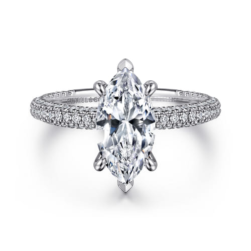 14K White Gold Marquise Shape Diamond Engagement Ring