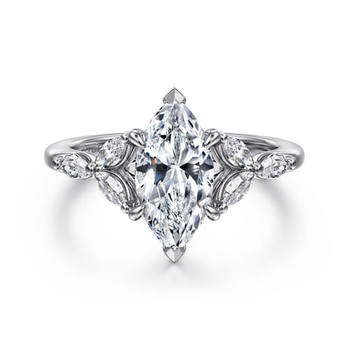 14K White Gold Marquise Shape Diamond Engagement Ring