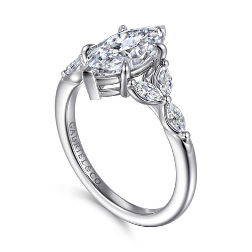 14K White Gold Marquise Shape Diamond Engagement Ring