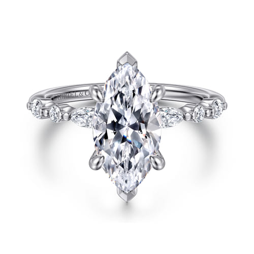 14K White Gold Marquise Shape Diamond Engagement Ring