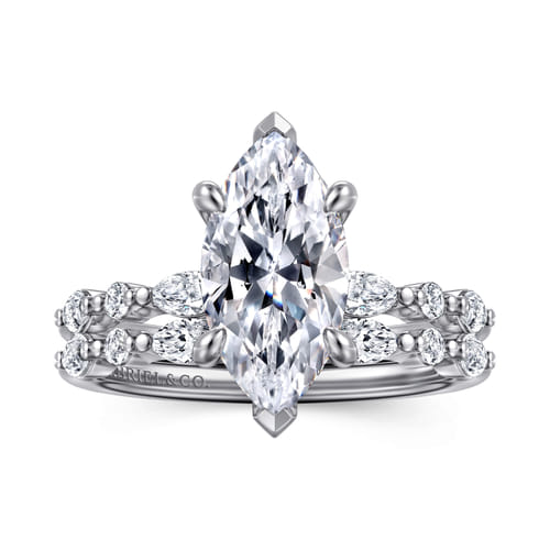 14K White Gold Marquise Shape Diamond Engagement Ring
