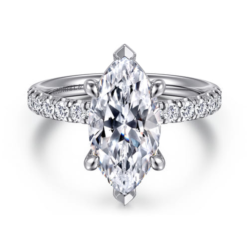 14K White Gold Marquise Shape Diamond Engagement Ring