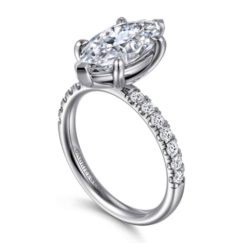 14K White Gold Marquise Shape Diamond Engagement Ring