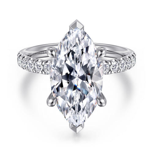 14K White Gold Marquise Shape Diamond Engagement Ring