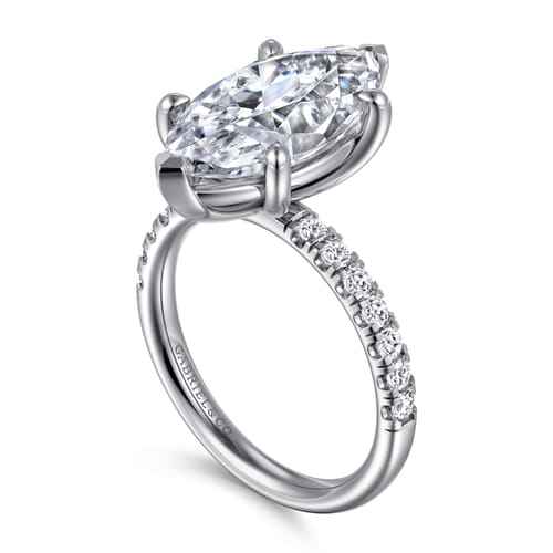14K White Gold Marquise Shape Diamond Engagement Ring