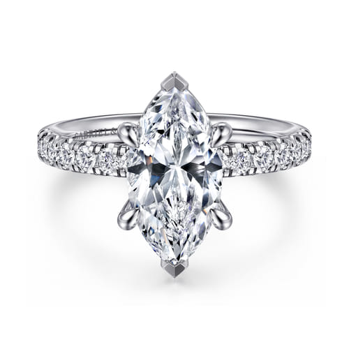 14K White Gold Marquise Shape Diamond Engagement Ring