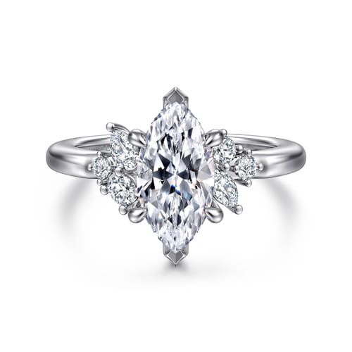 14K White Gold Marquise Shape Diamond Engagement Ring