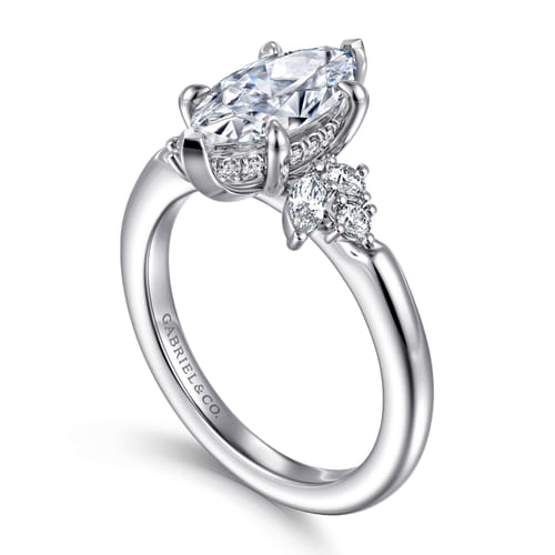 14K White Gold Marquise Shape Diamond Engagement Ring