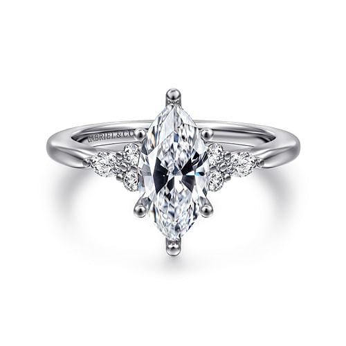 14K White Gold Marquise Shape Diamond Engagement Ring