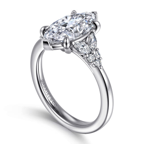 14K White Gold Marquise Shape Diamond Engagement Ring