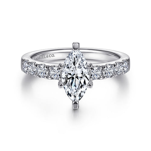 14K White Gold Marquise Shape Diamond Engagement Ring