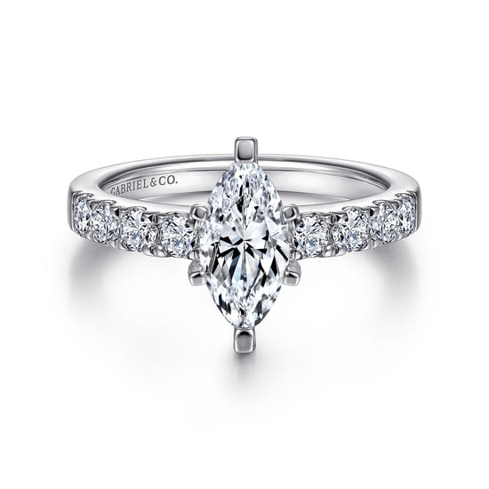 Gabriel - 14K White Gold Marquise Shape Diamond Engagement Ring