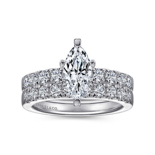 14K White Gold Marquise Shape Diamond Engagement Ring