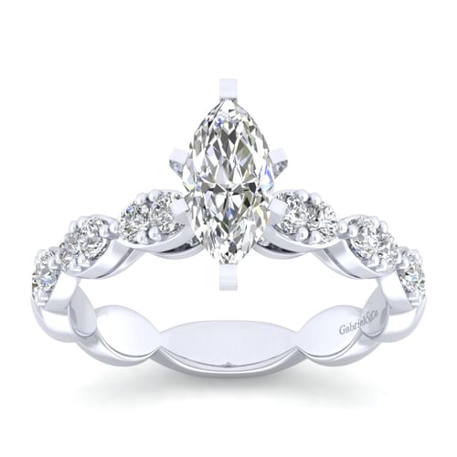 14K White Gold Marquise Shape Diamond Engagement Ring
