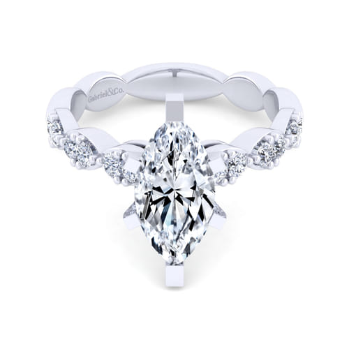 14K White Gold Marquise Shape Diamond Engagement Ring