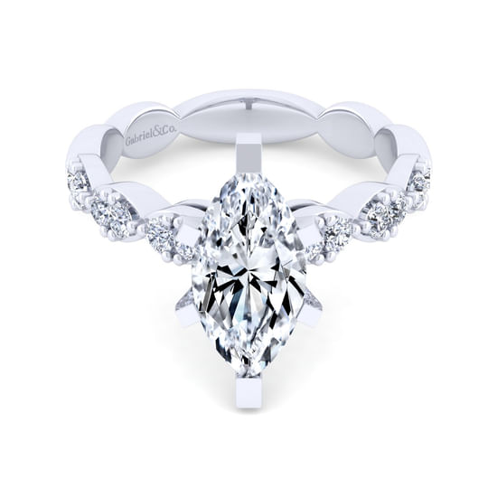 Gabriel - 14K White Gold Marquise Shape Diamond Engagement Ring