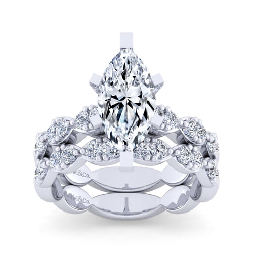 14K White Gold Marquise Shape Diamond Engagement Ring