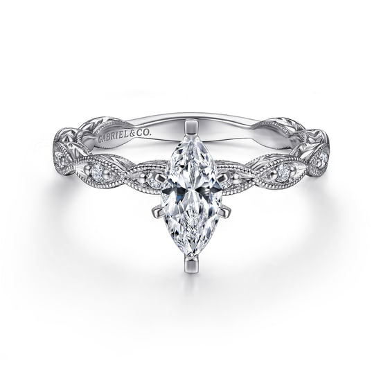 Gabriel - 14K White Gold Marquise Shape Diamond Engagement Ring