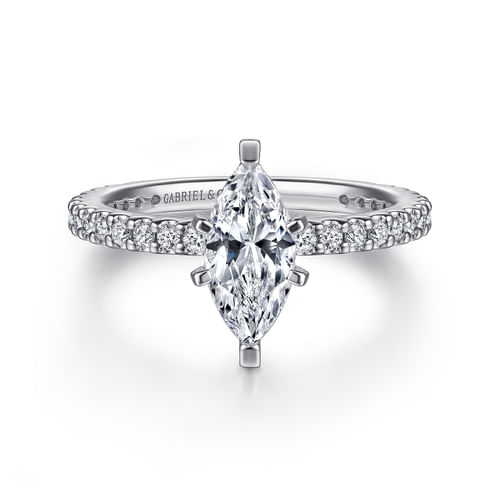 14K White Gold Marquise Shape Diamond Engagement Ring