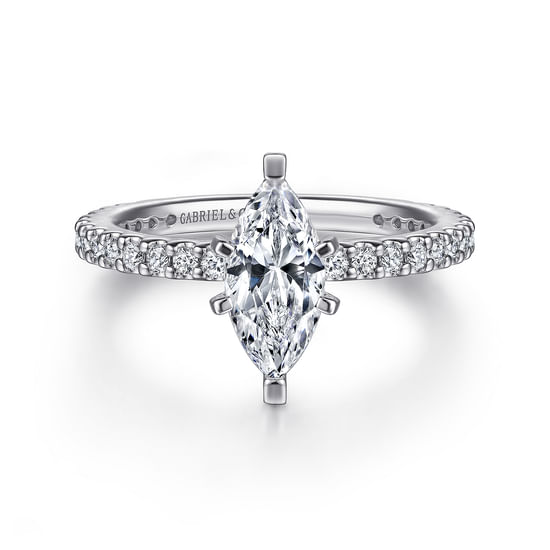 Gabriel - 14K White Gold Marquise Shape Diamond Engagement Ring
