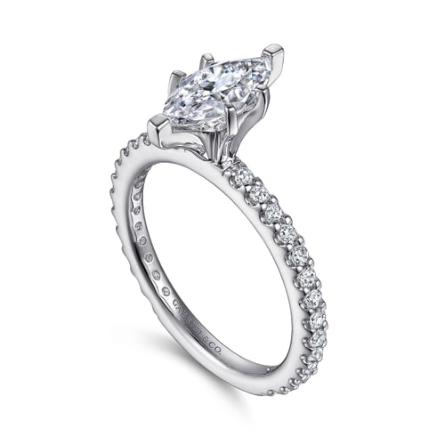14K White Gold Marquise Shape Diamond Engagement Ring