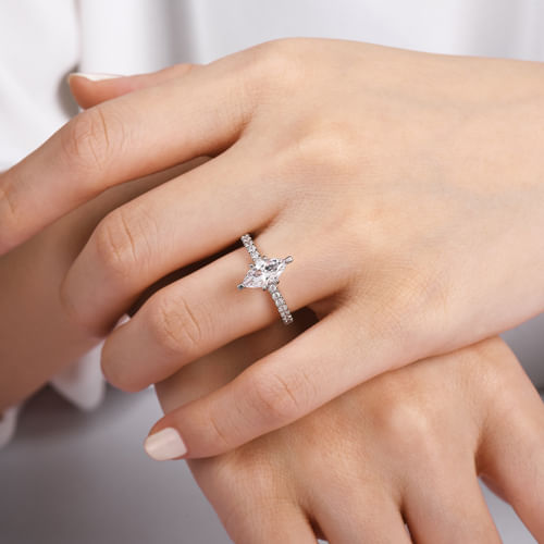 14K White Gold Marquise Shape Diamond Engagement Ring