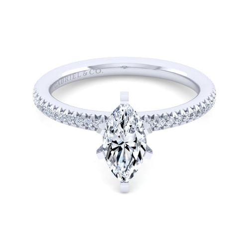14K White Gold Marquise Shape Diamond Engagement Ring