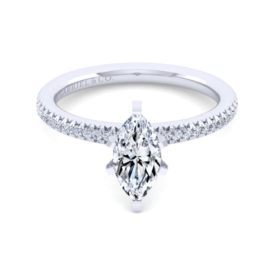 Gabriel - 14K White Gold Marquise Shape Diamond Engagement Ring