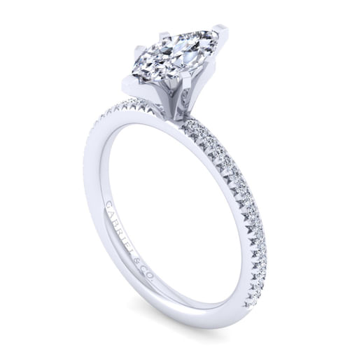 14K White Gold Marquise Shape Diamond Engagement Ring