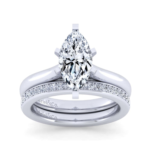 14K White Gold Marquise Shape Diamond Engagement Ring