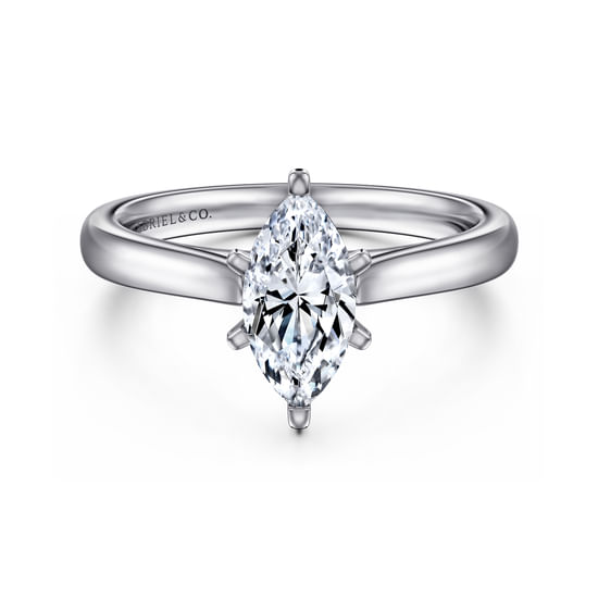 Gabriel - 14K White Gold Marquise Shape Diamond Engagement Ring