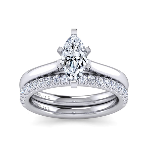 14K White Gold Marquise Shape Diamond Engagement Ring