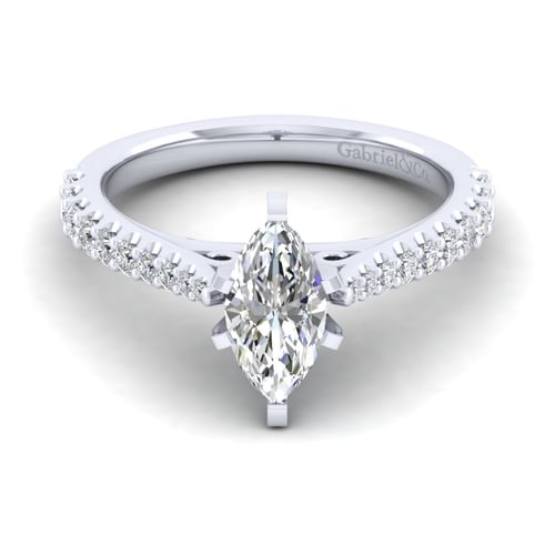 14K White Gold Marquise Shape Diamond Engagement Ring