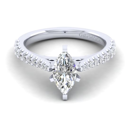 Gabriel - 14K White Gold Marquise Shape Diamond Engagement Ring