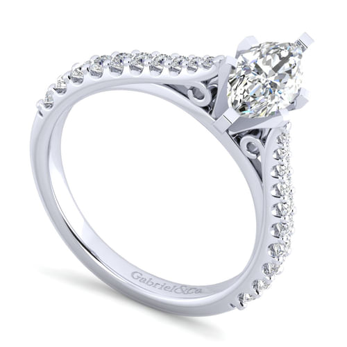 14K White Gold Marquise Shape Diamond Engagement Ring