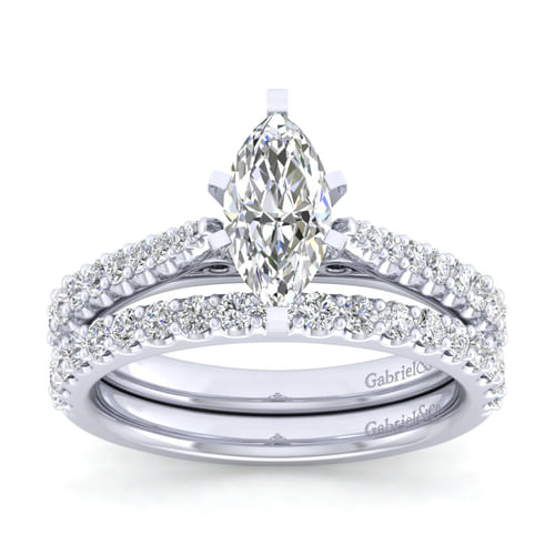 14K White Gold Marquise Shape Diamond Engagement Ring