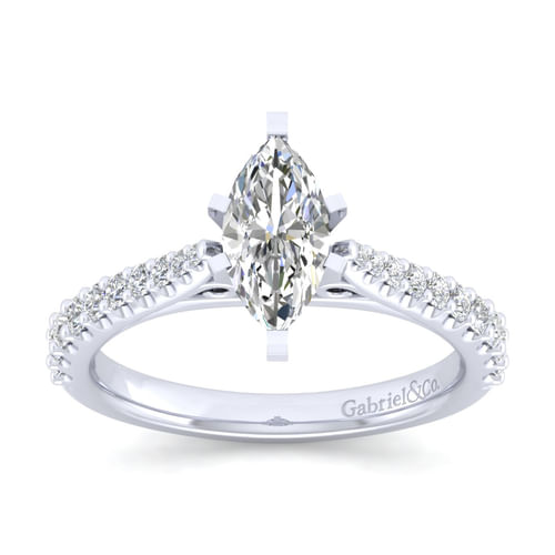 14K White Gold Marquise Shape Diamond Engagement Ring