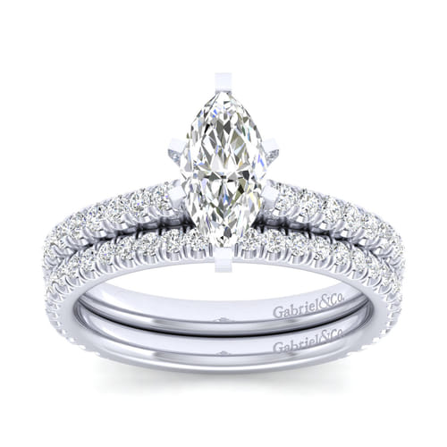 14K White Gold Marquise Shape Diamond Engagement Ring