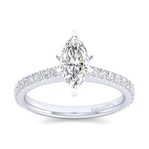 14K White Gold Marquise Shape Diamond Engagement Ring