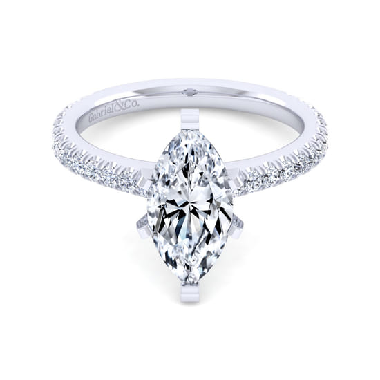 Gabriel - 14K White Gold Marquise Shape Diamond Engagement Ring