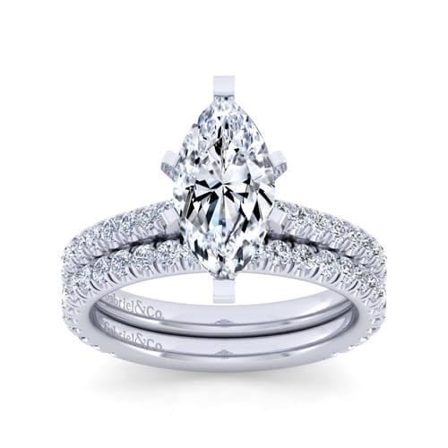 14K White Gold Marquise Shape Diamond Engagement Ring 14K White Gold Marquise Shape Diamond Engagement Ring