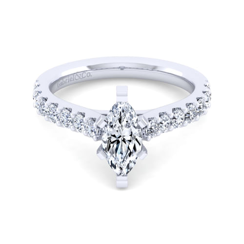 14K White Gold Marquise Shape Diamond Engagement Ring