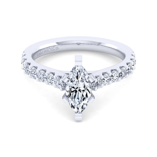 Gabriel - 14K White Gold Marquise Shape Diamond Engagement Ring