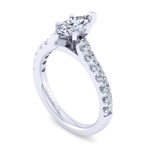 14K White Gold Marquise Shape Diamond Engagement Ring