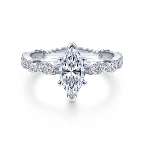 14K White Gold Marquise Shape Diamond Engagement Ring