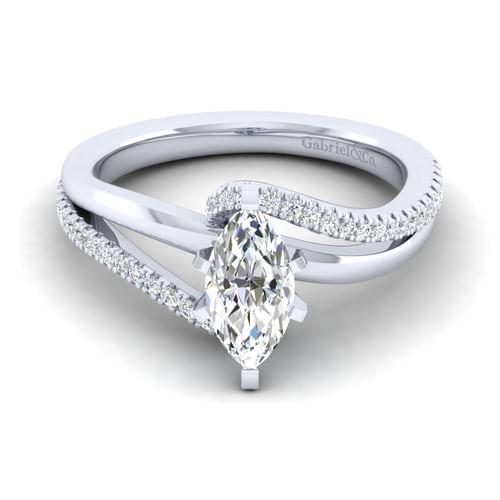 14K White Gold Marquise Shape Diamond Engagement Ring
