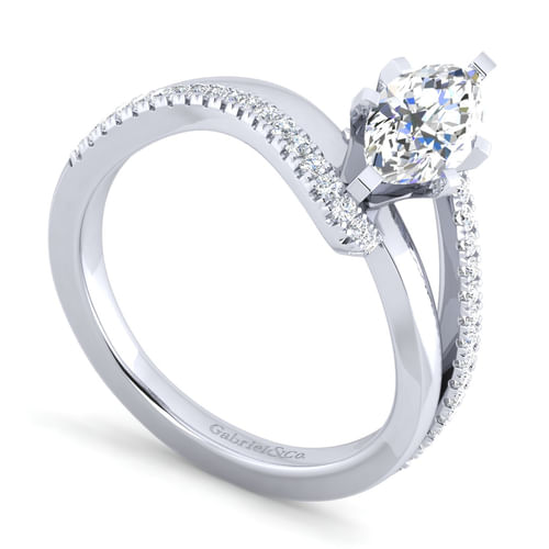 14K White Gold Marquise Shape Diamond Engagement Ring