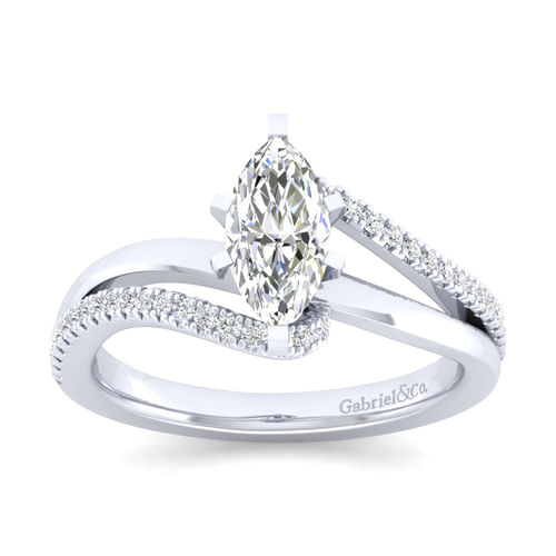 14K White Gold Marquise Shape Diamond Engagement Ring