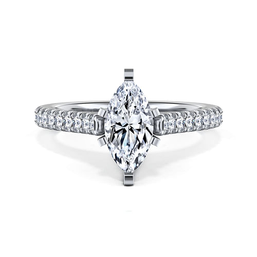 14K White Gold Marquise Shape Diamond Engagement Ring